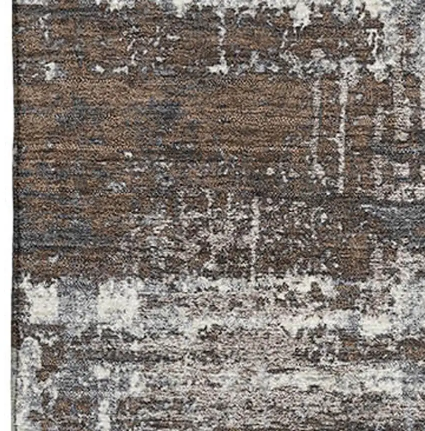 Brown Taupe And Gray Geometric Washable Area Rug With UV Protection Photo 3