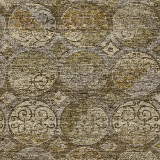 Brown Taupe And Gray Trellis Washable Indoor Outdoor Area Rug Photo 4