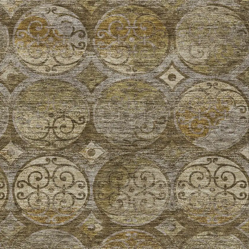 Brown Taupe And Gray Trellis Washable Indoor Outdoor Area Rug Photo 4