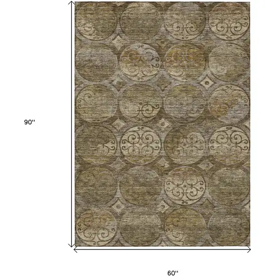 Brown Taupe And Gray Trellis Washable Indoor Outdoor Area Rug Photo 3