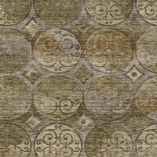 Brown Taupe And Gray Trellis Washable Indoor Outdoor Area Rug Photo 4