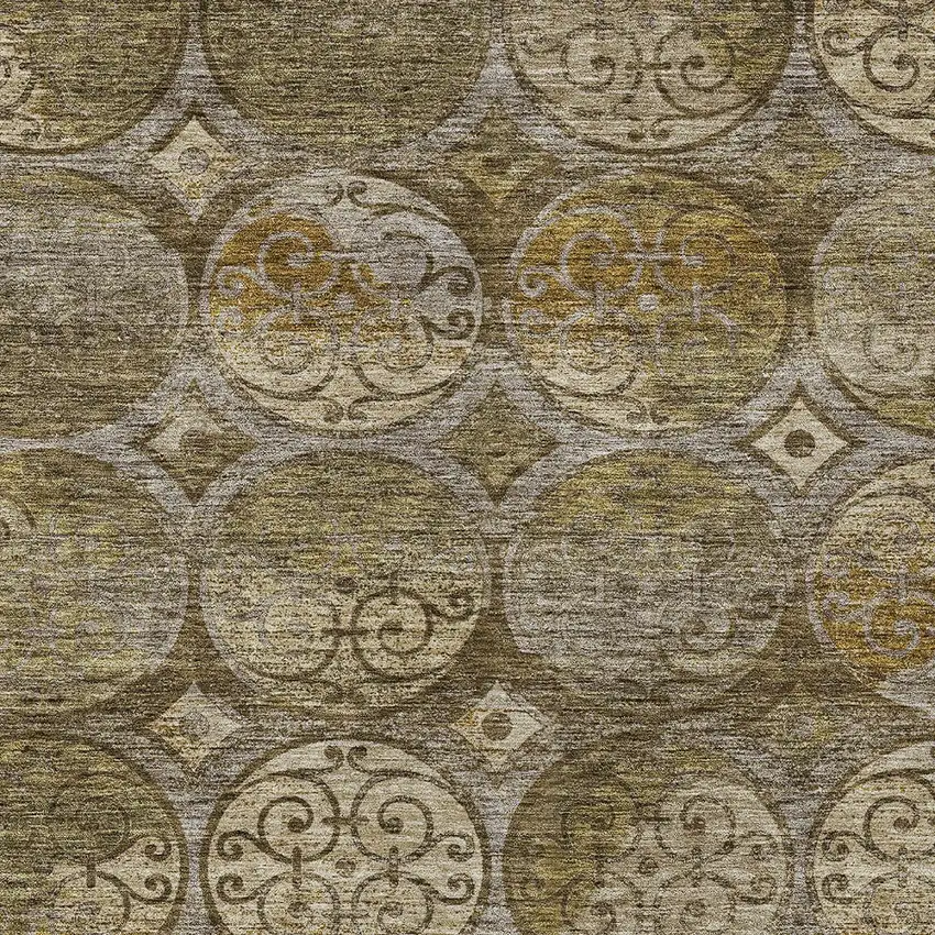 Brown Taupe And Gray Trellis Washable Indoor Outdoor Area Rug Photo 4