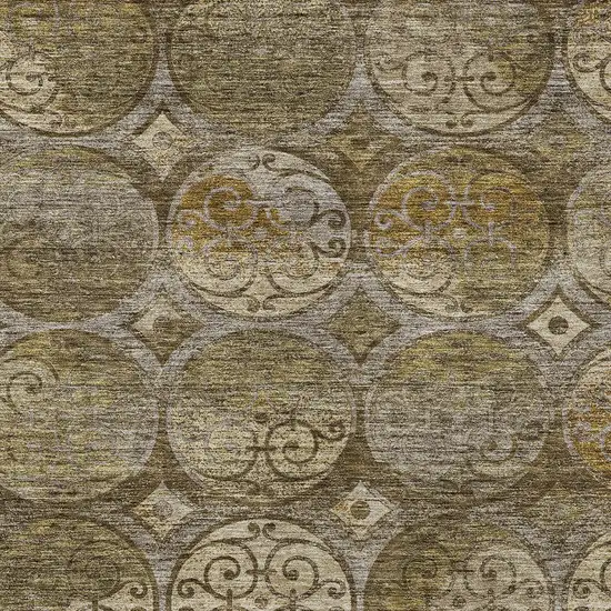 Brown Taupe And Gray Trellis Washable Indoor Outdoor Area Rug Photo 5