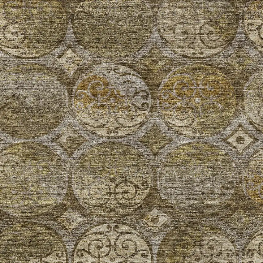 Brown Taupe And Gray Trellis Washable Indoor Outdoor Area Rug Photo 5