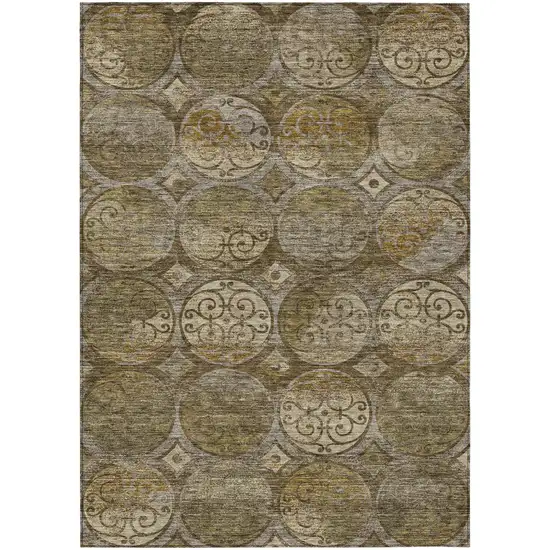 Brown Taupe And Gray Trellis Washable Indoor Outdoor Area Rug Photo 1