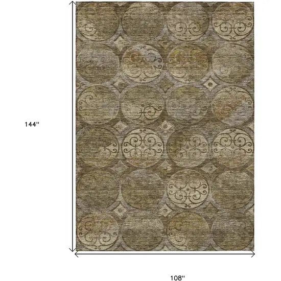 Brown Taupe And Gray Trellis Washable Indoor Outdoor Area Rug Photo 3
