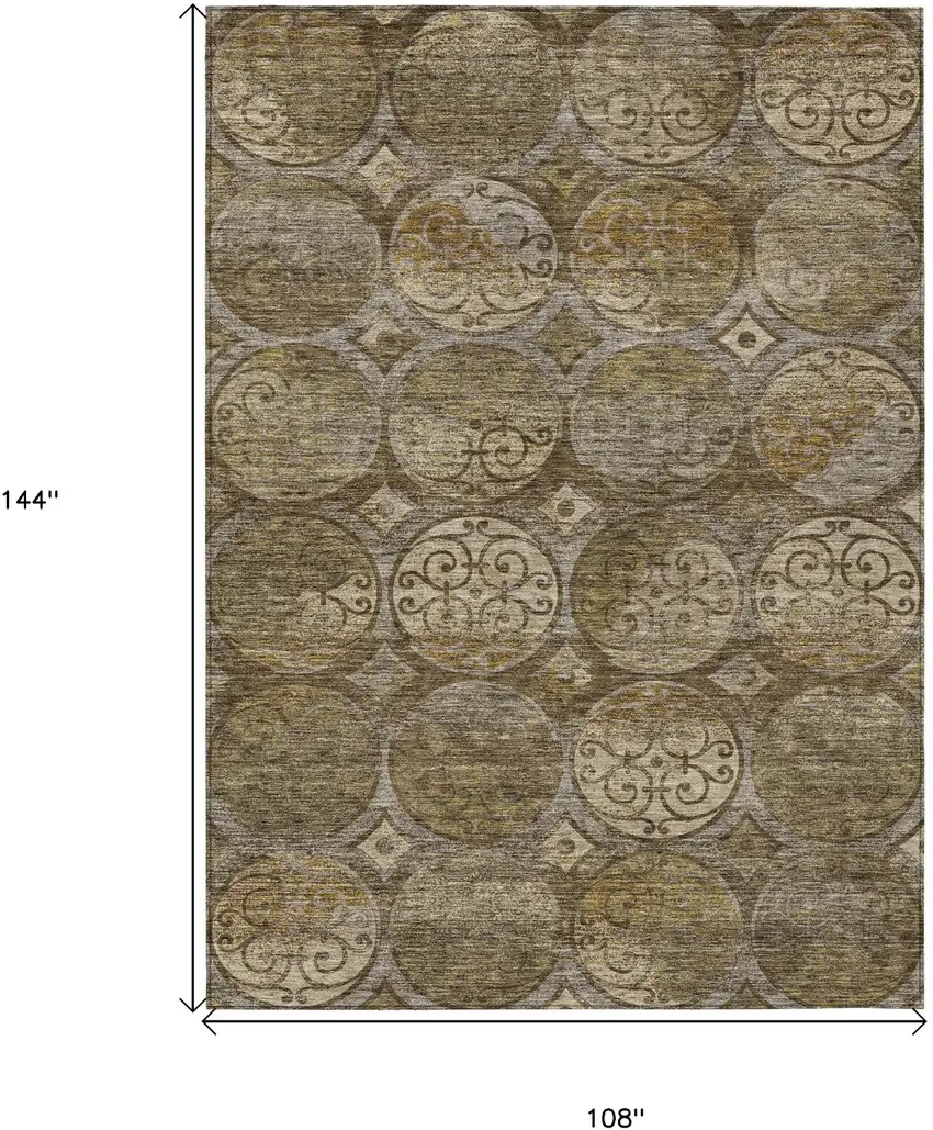Brown Taupe And Gray Trellis Washable Indoor Outdoor Area Rug Photo 3