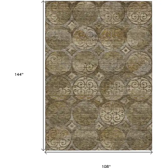 Brown Taupe And Gray Trellis Washable Indoor Outdoor Area Rug Photo 3