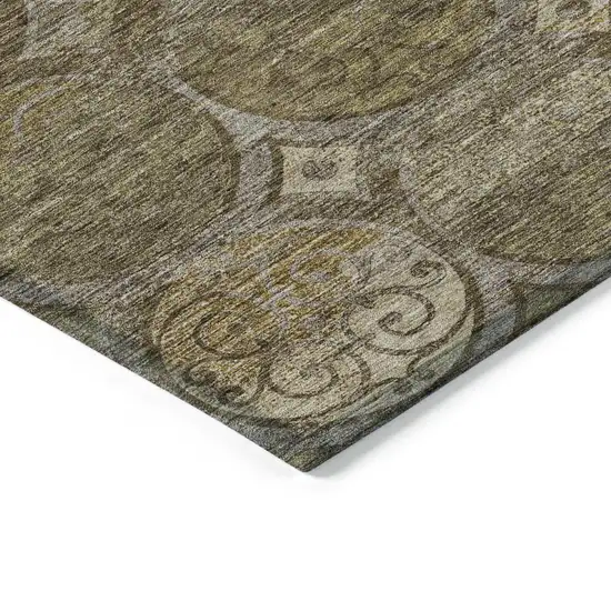 Brown Taupe And Gray Trellis Washable Indoor Outdoor Area Rug Photo 3