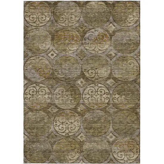 Brown Taupe And Gray Trellis Washable Indoor Outdoor Area Rug Photo 5