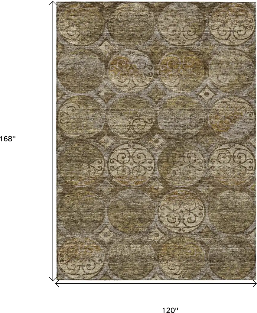Brown Taupe And Gray Trellis Washable Indoor Outdoor Area Rug Photo 3