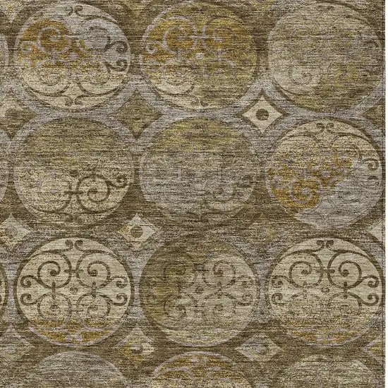 Brown Taupe And Gray Trellis Washable Indoor Outdoor Area Rug Photo 5