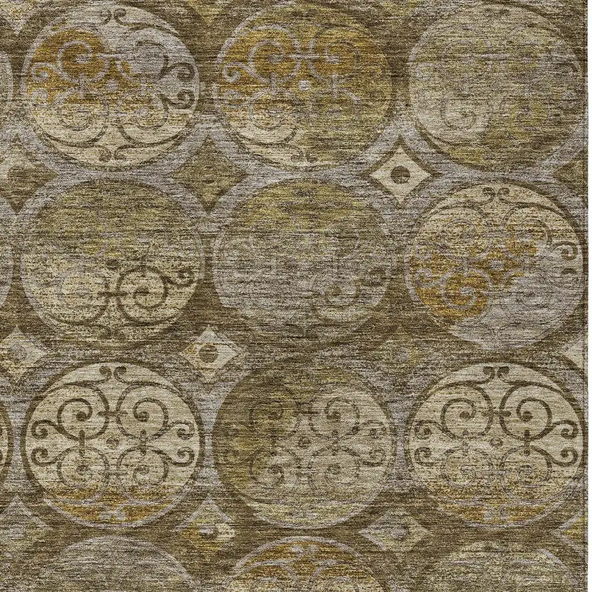 Brown Taupe And Gray Trellis Washable Indoor Outdoor Area Rug Photo 5