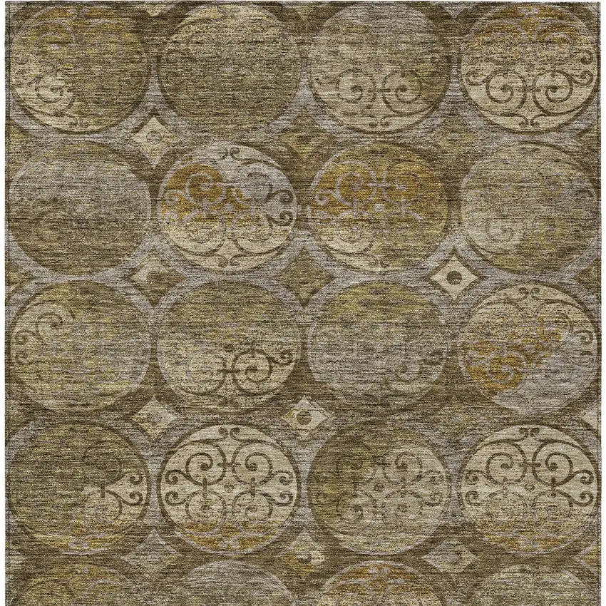 Brown Taupe And Gray Trellis Washable Indoor Outdoor Area Rug Photo 5