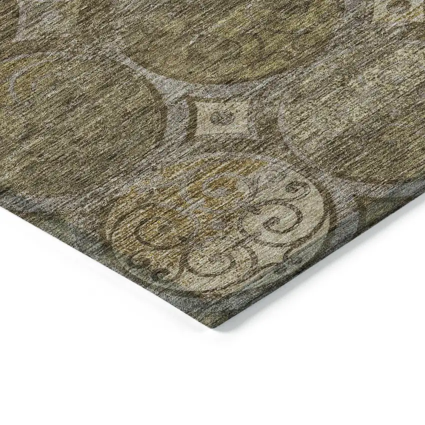 Brown Taupe And Gray Trellis Washable Indoor Outdoor Area Rug Photo 3