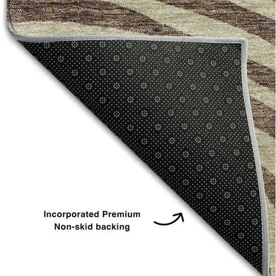 Brown Taupe And Ivory Abstract Washable Area Rug With UV Protection Photo 7