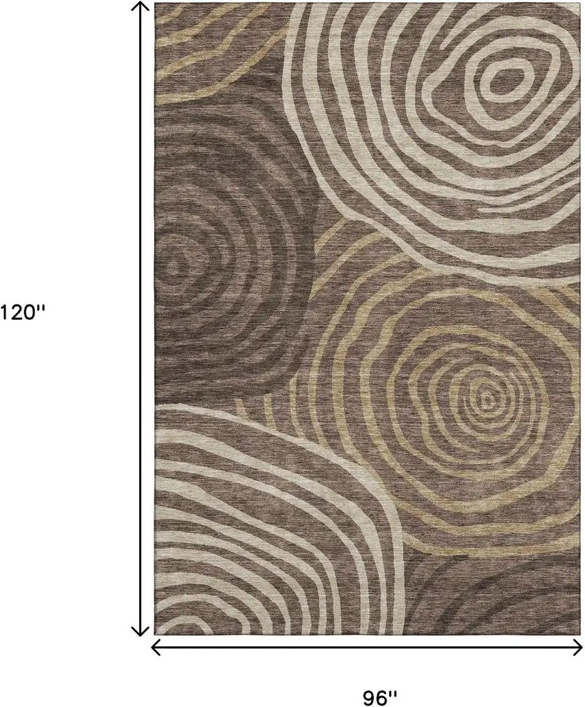 Brown Taupe And Ivory Abstract Washable Area Rug With UV Protection Photo 3