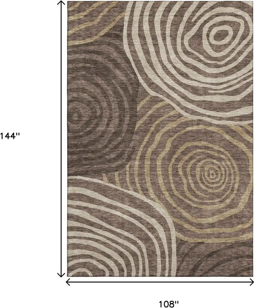 Brown Taupe And Ivory Abstract Washable Area Rug With UV Protection Photo 3