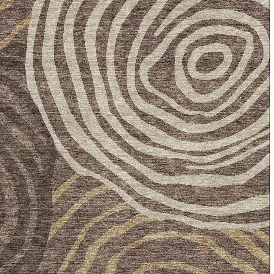 Brown Taupe And Ivory Abstract Washable Area Rug With UV Protection Photo 3