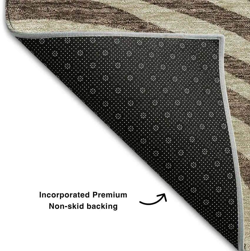 Brown Taupe And Ivory Abstract Washable Area Rug With UV Protection Photo 6