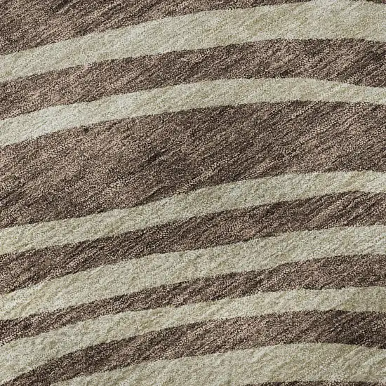 Brown Taupe And Ivory Abstract Washable Area Rug With UV Protection Photo 9
