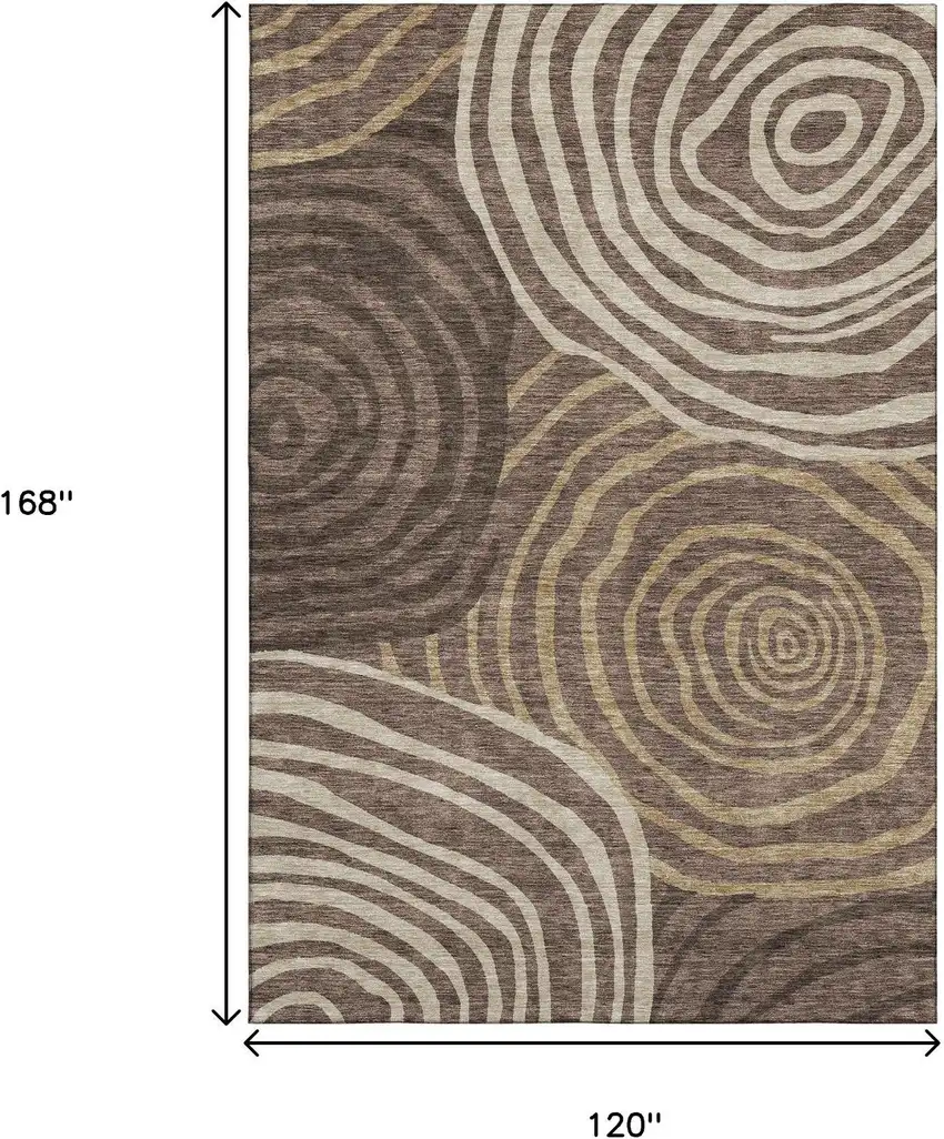 Brown Taupe And Ivory Abstract Washable Area Rug With UV Protection Photo 3