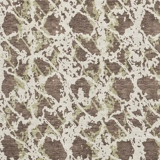 Brown Taupe And Ivory Abstract Washable Area Rug With UV Protection Photo 2