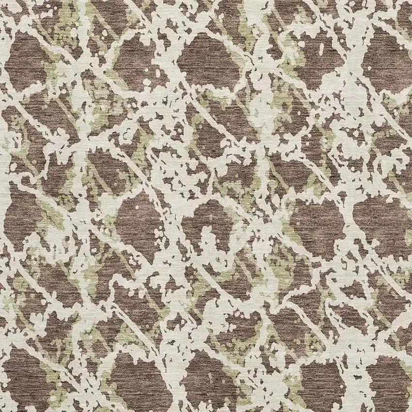 Brown Taupe And Ivory Abstract Washable Area Rug With UV Protection Photo 2