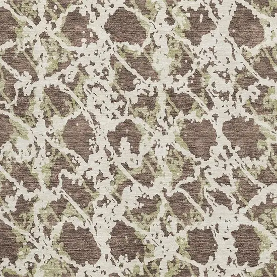 Brown Taupe And Ivory Abstract Washable Area Rug With UV Protection Photo 2