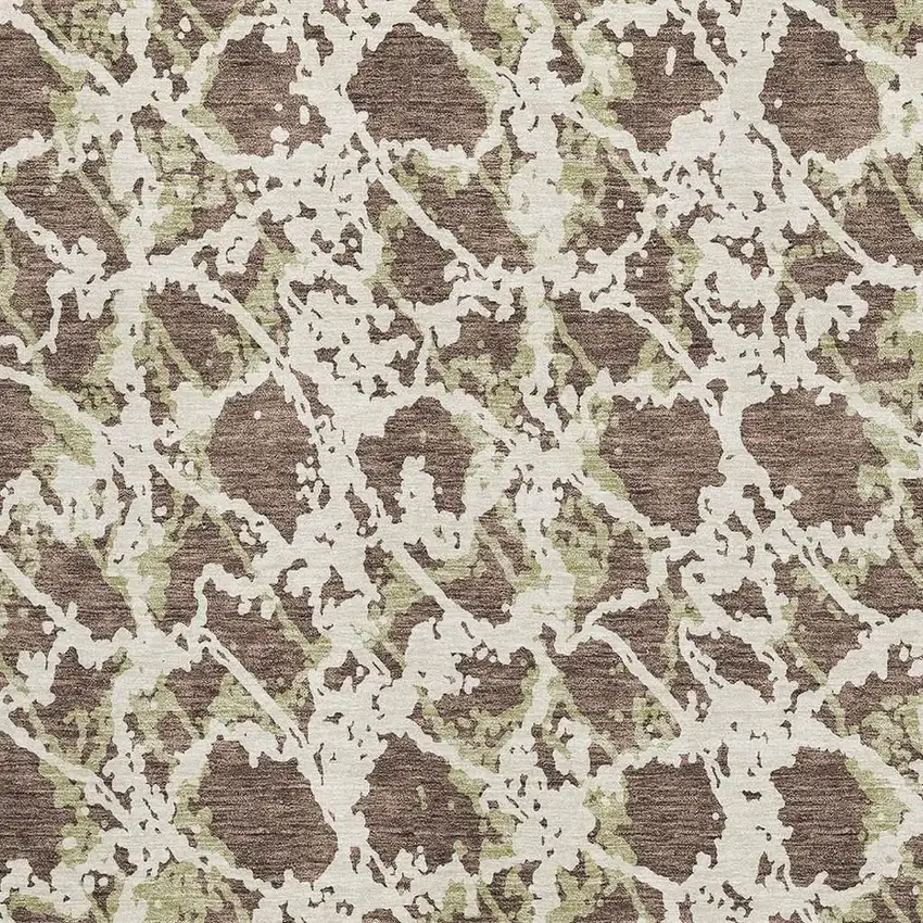 Brown Taupe And Ivory Abstract Washable Area Rug With UV Protection Photo 2