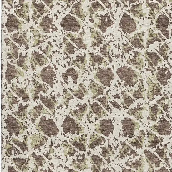 Brown Taupe And Ivory Abstract Washable Area Rug With UV Protection Photo 3