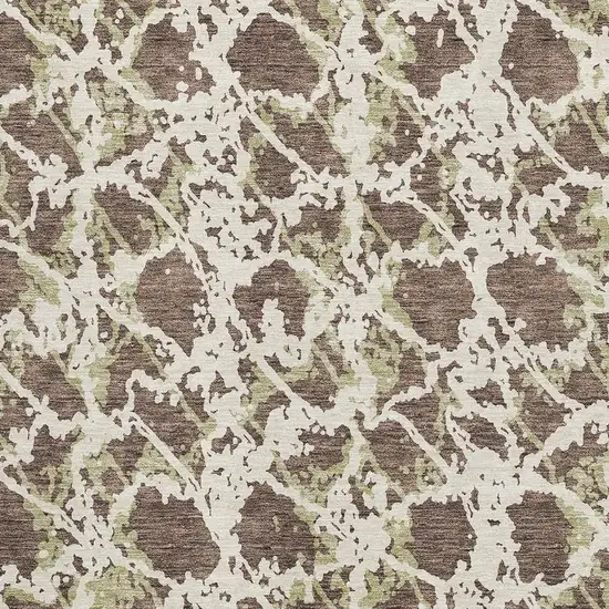 Brown Taupe And Ivory Abstract Washable Area Rug With UV Protection Photo 2