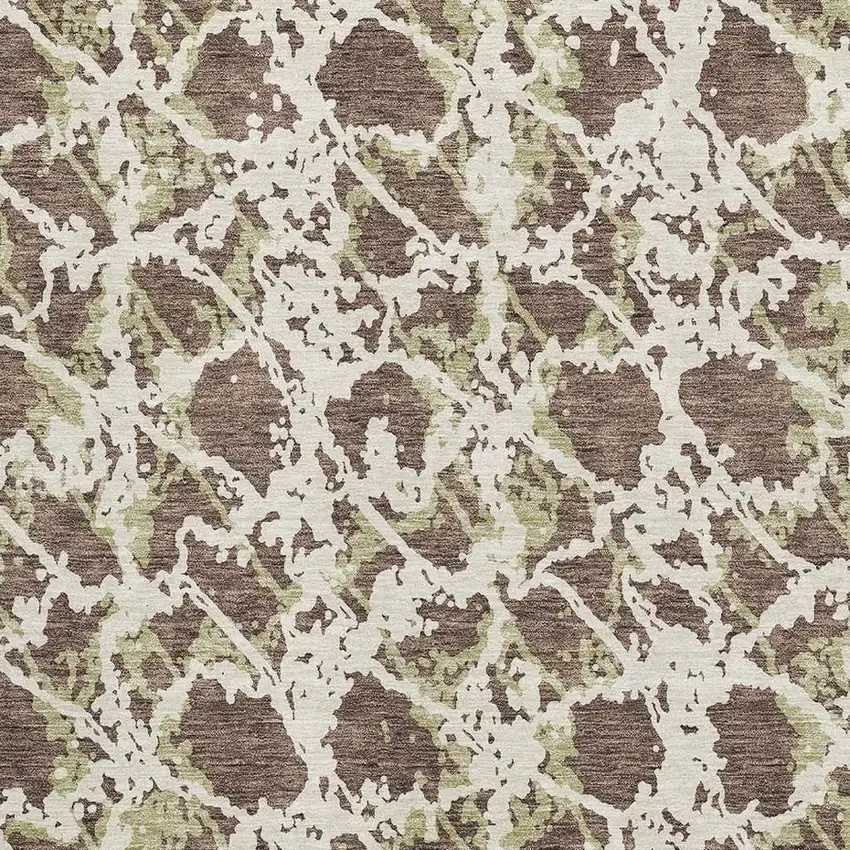 Brown Taupe And Ivory Abstract Washable Area Rug With UV Protection Photo 2