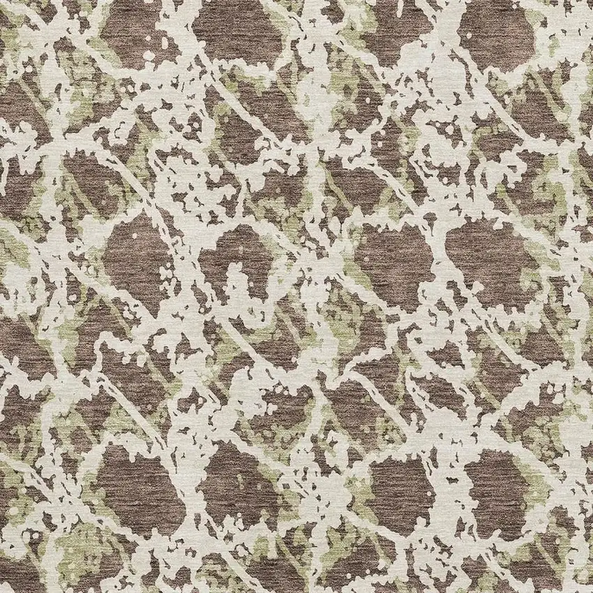 Brown Taupe And Ivory Abstract Washable Area Rug With UV Protection Photo 2