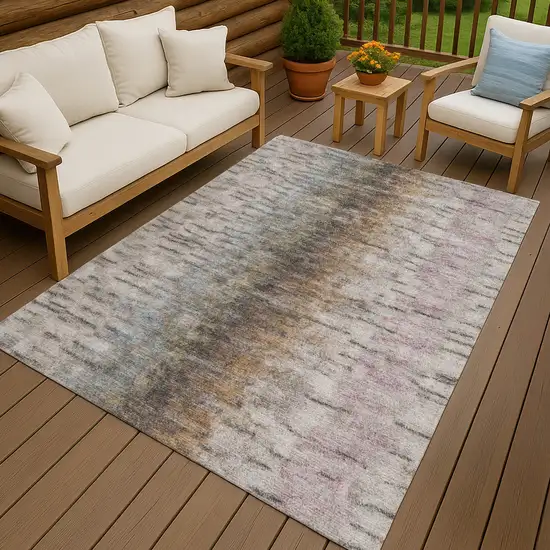 Brown Taupe And Ivory Abstract Washable Indoor Outdoor Area Rug Photo 9