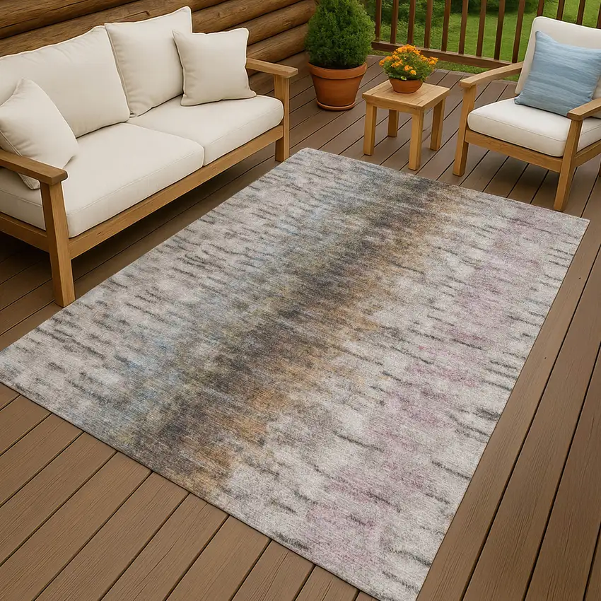 Brown Taupe And Ivory Abstract Washable Indoor Outdoor Area Rug Photo 9
