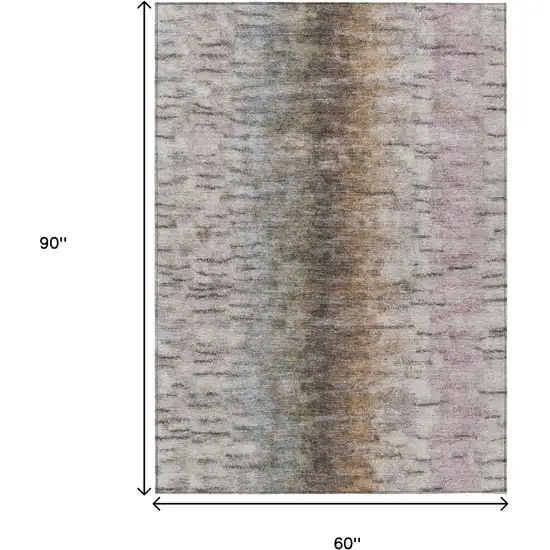 Brown Taupe And Ivory Abstract Washable Indoor Outdoor Area Rug Photo 3