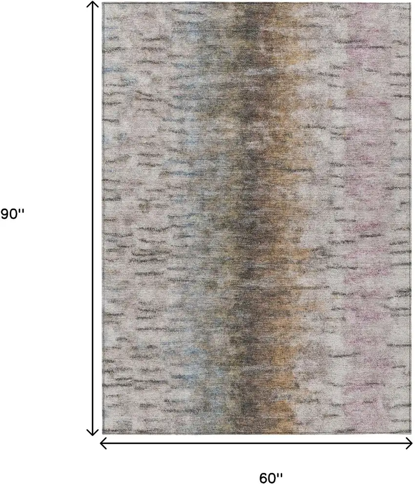 Brown Taupe And Ivory Abstract Washable Indoor Outdoor Area Rug Photo 3