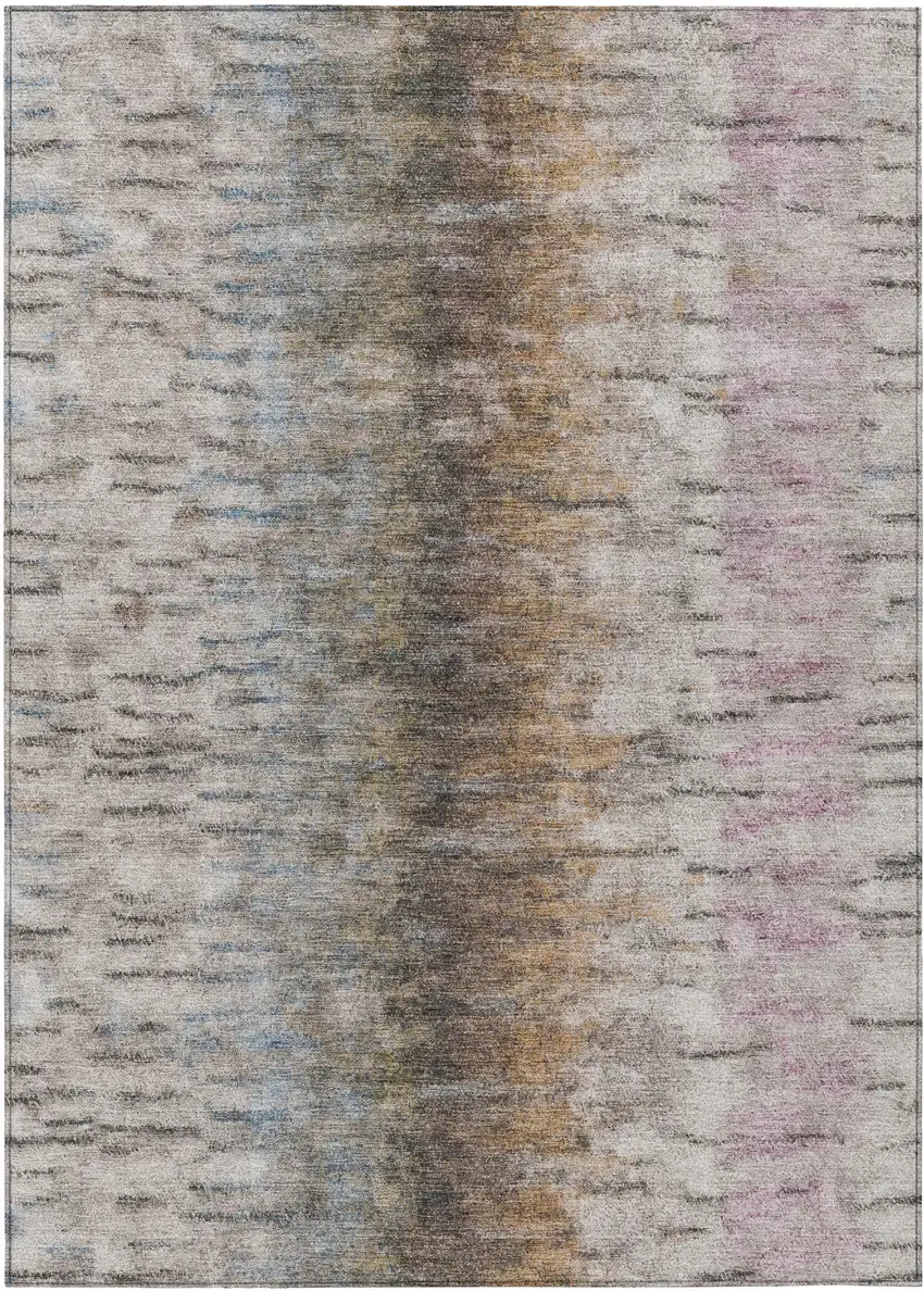 Brown Taupe And Ivory Abstract Washable Indoor Outdoor Area Rug Photo 2