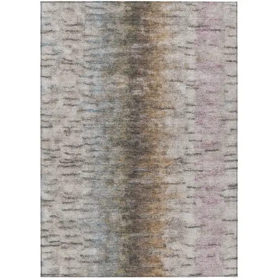Brown Taupe And Ivory Abstract Washable Indoor Outdoor Area Rug Photo 2