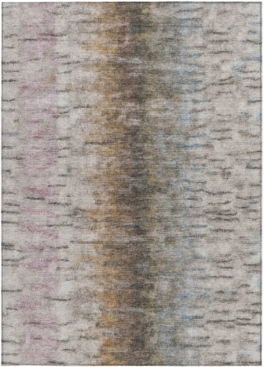 Brown Taupe And Ivory Abstract Washable Indoor Outdoor Area Rug Photo 4