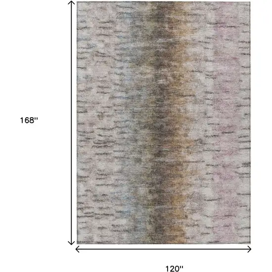 Brown Taupe And Ivory Abstract Washable Indoor Outdoor Area Rug Photo 6