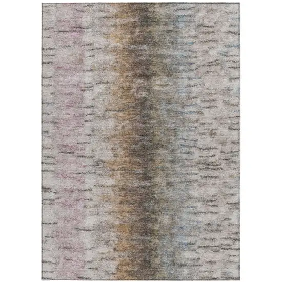 Brown Taupe And Ivory Abstract Washable Indoor Outdoor Area Rug Photo 3
