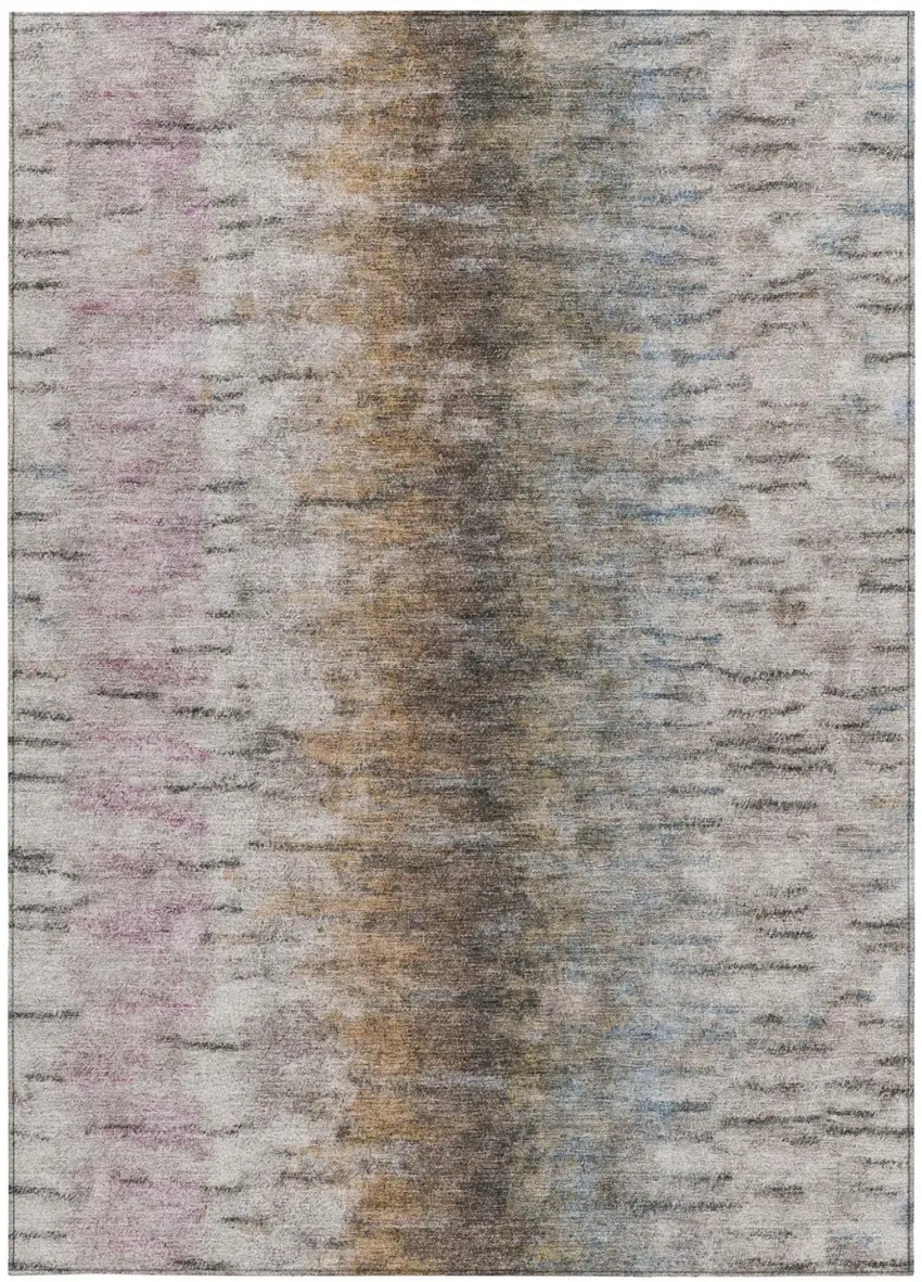 Brown Taupe And Ivory Abstract Washable Indoor Outdoor Area Rug Photo 3