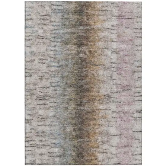 Brown Taupe And Ivory Abstract Washable Indoor Outdoor Area Rug Photo 2
