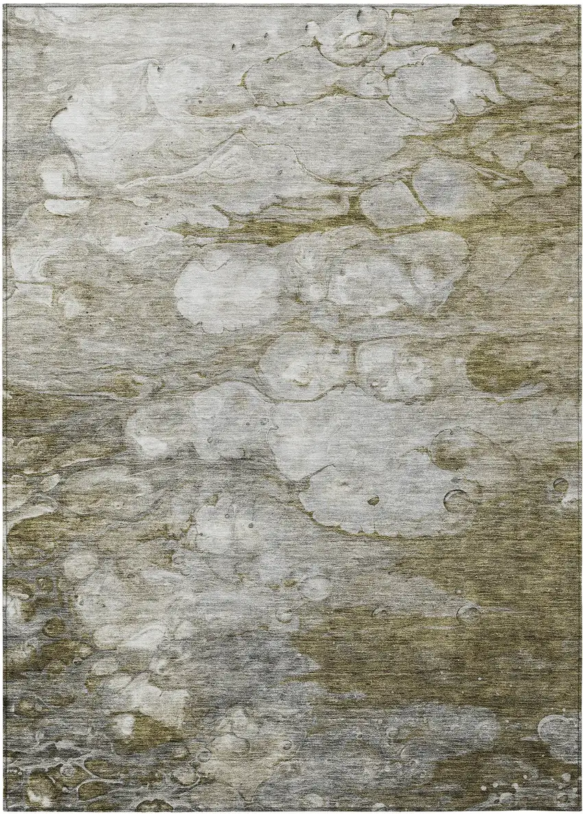 Brown Taupe And Ivory Abstract Washable Indoor Outdoor Area Rug Photo 1
