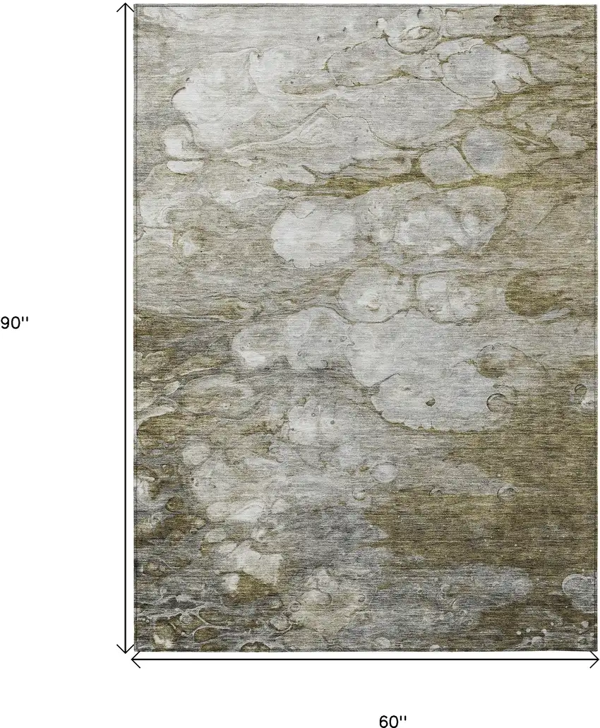 Brown Taupe And Ivory Abstract Washable Indoor Outdoor Area Rug Photo 3