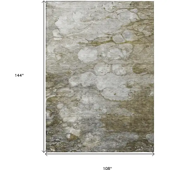 Brown Taupe And Ivory Abstract Washable Indoor Outdoor Area Rug Photo 3