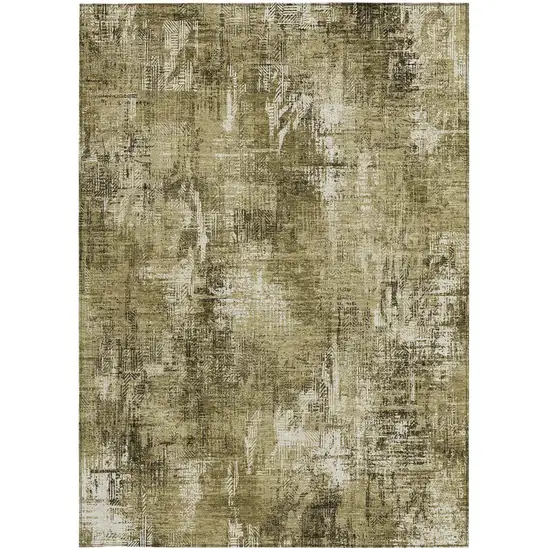 Brown Taupe And Ivory Abstract Washable Indoor Outdoor Area Rug Photo 6