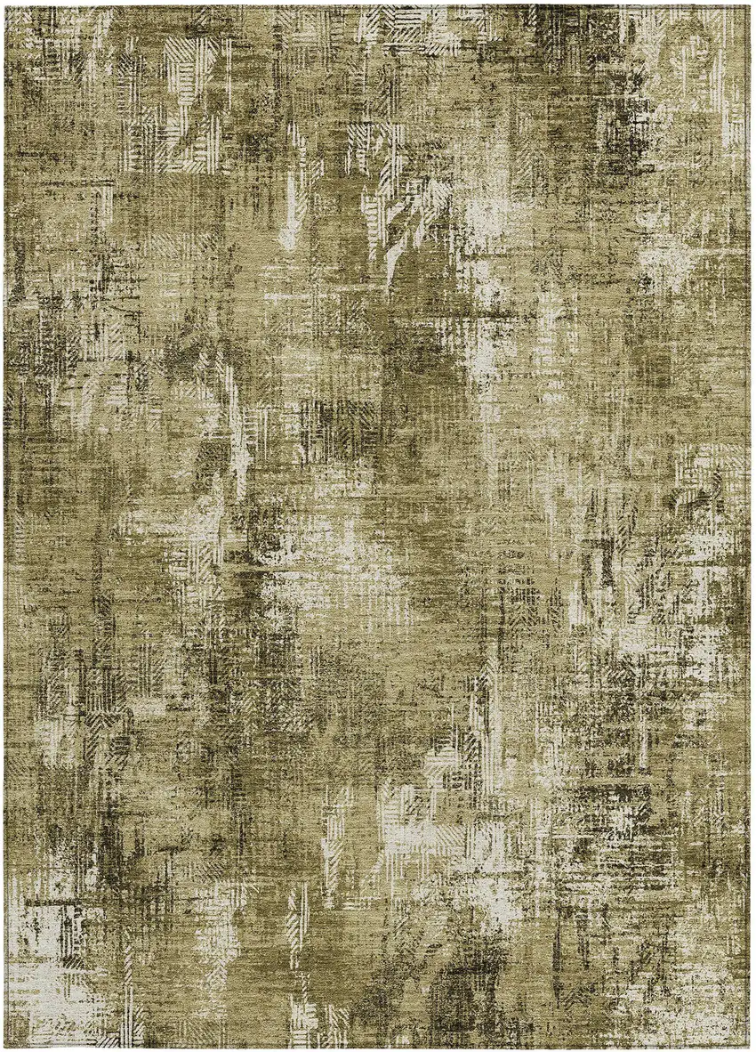 Brown Taupe And Ivory Abstract Washable Indoor Outdoor Area Rug Photo 6